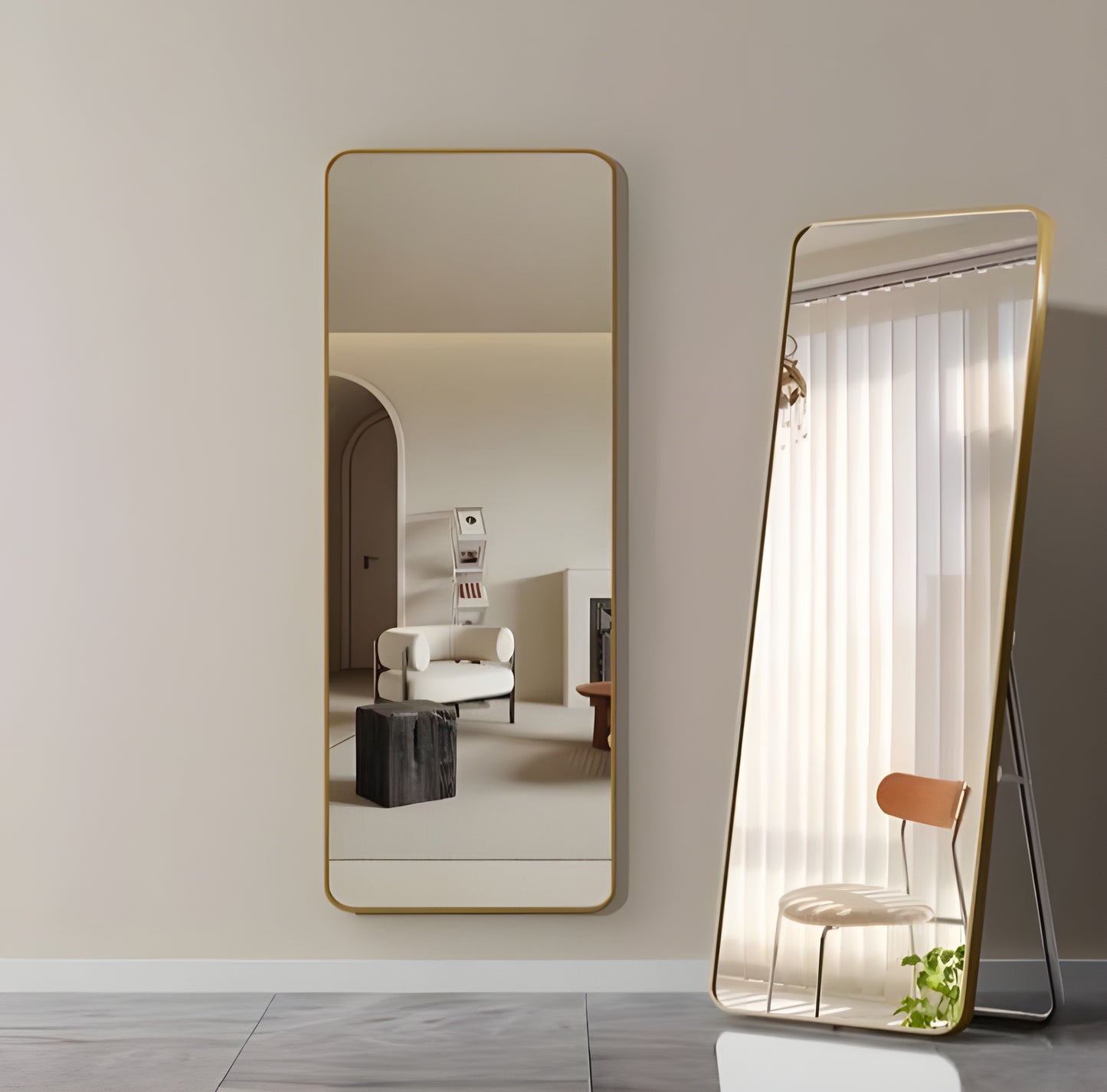 Elegant Full-Body Mirror: Wall-Mounted and Standalone