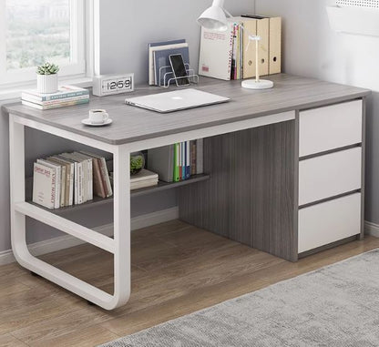 SideSmart Table : Stylish Workspace with Extra Storage for Home Office or Study