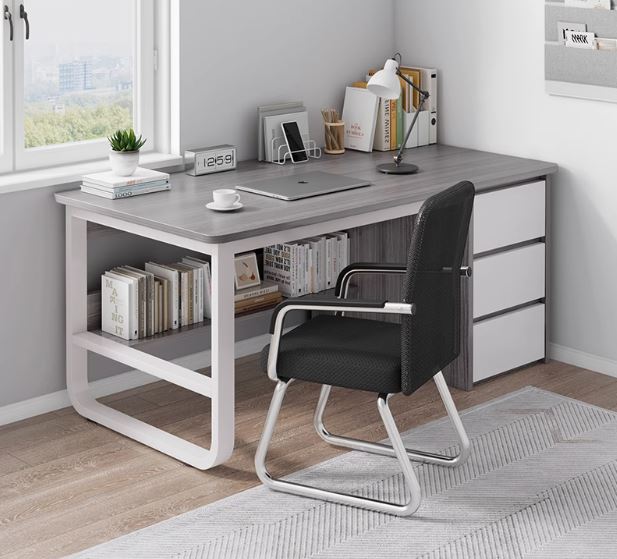 SideSmart Table : Stylish Workspace with Extra Storage for Home Office or Study