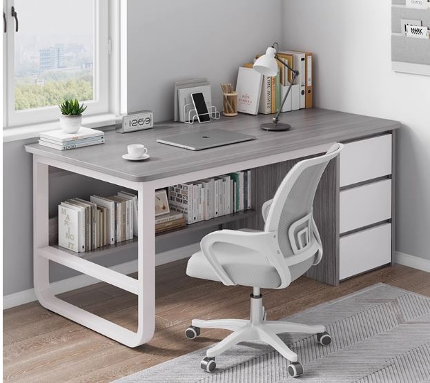 SideSmart Table : Stylish Workspace with Extra Storage for Home Office or Study