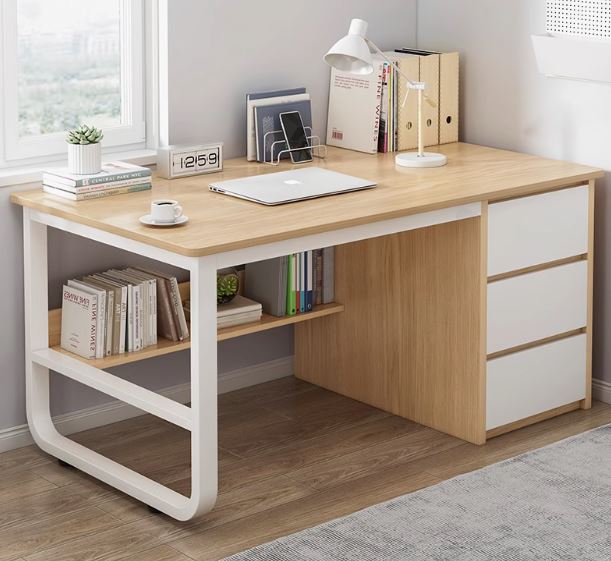 SideSmart Table : Stylish Workspace with Extra Storage for Home Office or Study