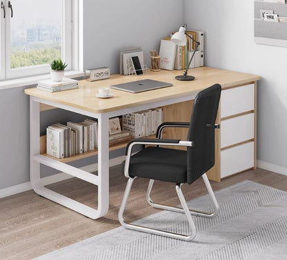 SideSmart Table : Stylish Workspace with Extra Storage for Home Office or Study