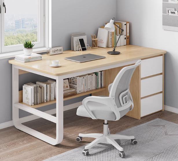 SideSmart Table : Stylish Workspace with Extra Storage for Home Office or Study