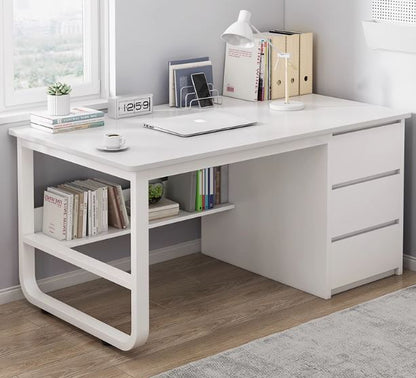 SideSmart Table : Stylish Workspace with Extra Storage for Home Office or Study